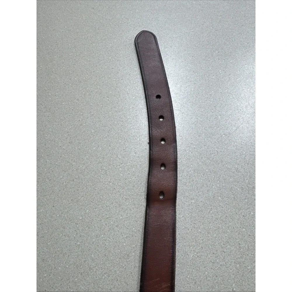 Polo Ralph Lauren Men Belt 42 Brown Italian Leather Silver Buckle Classic Preppy